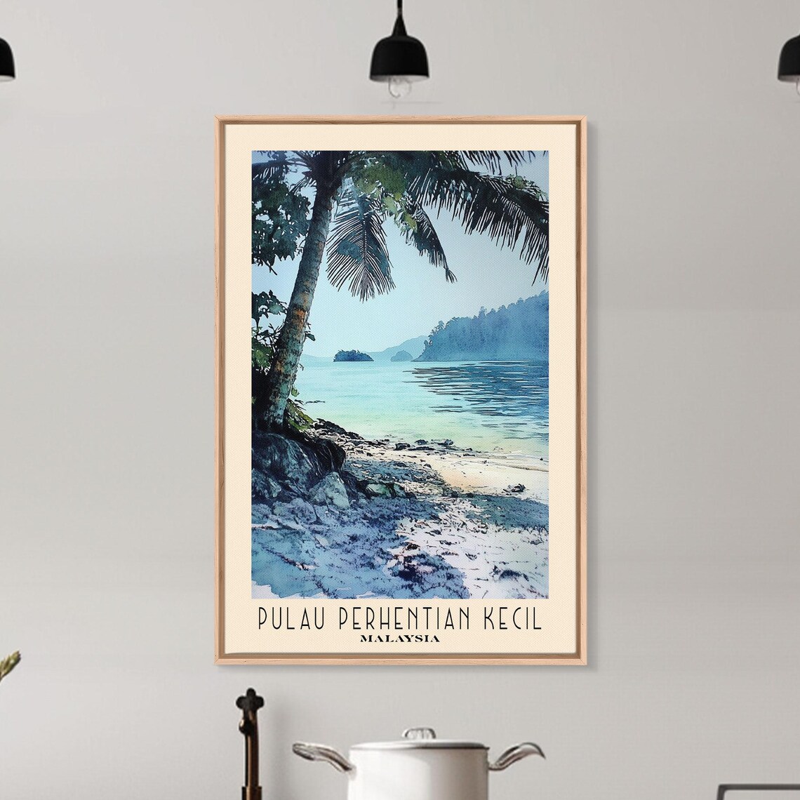 Pulau Perhentian Kecil Malaysia Palm Framed Shore Watercolor Travel Poster - Image 6