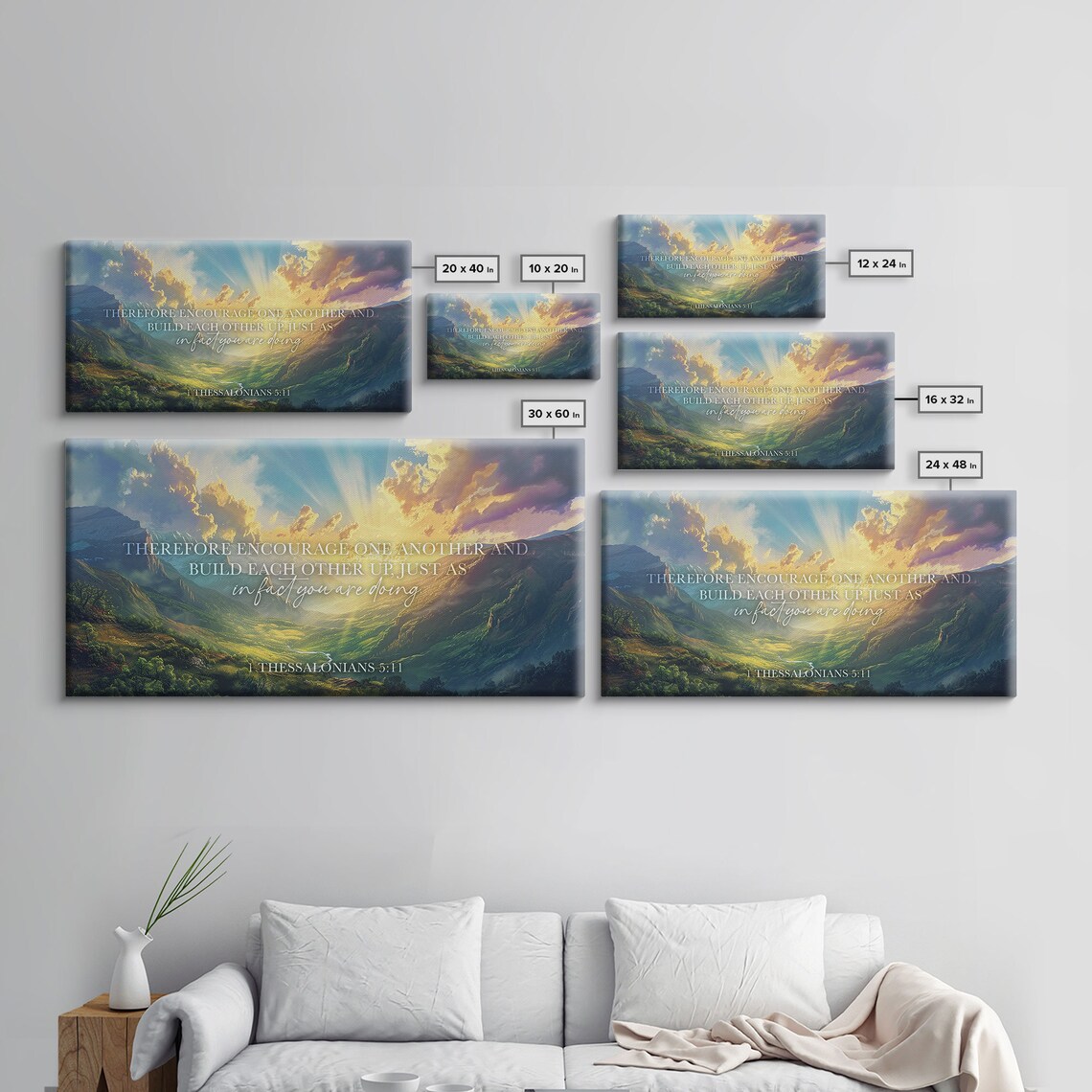 1 Thessalonians 5:11 Scripture Art Sunlit Mountain Valley Encouragement Poster - Image 2