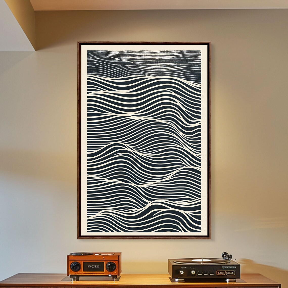 Black And White Japanese Wave Woodblock Art Print - Image 3