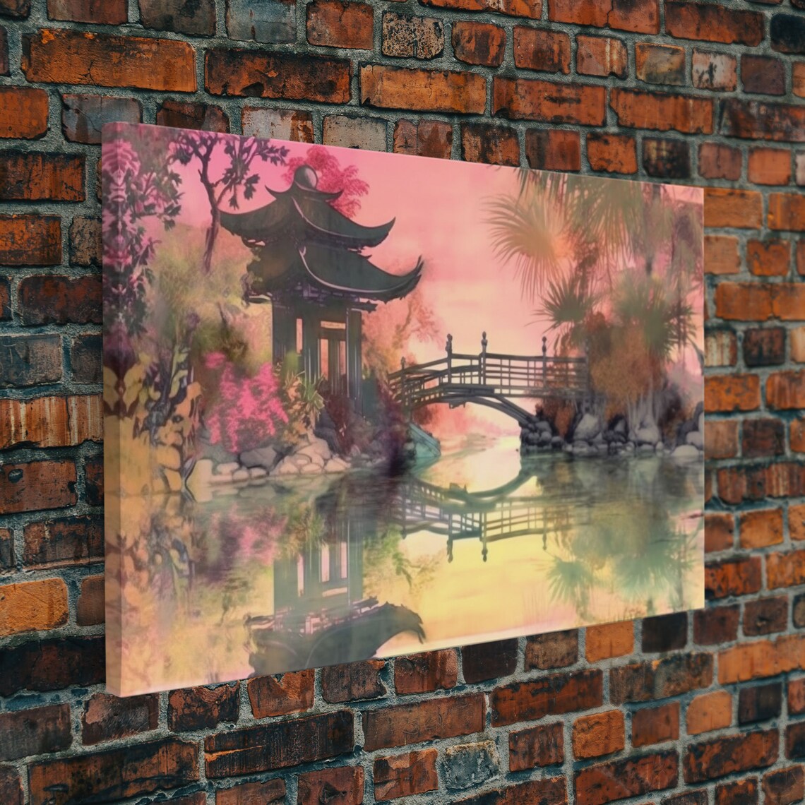 Oriental Painting Wall Art Framed Print Pop Art Style Living Room Art Original Painting Art Nature Art Japanese Pagoda - Image 5