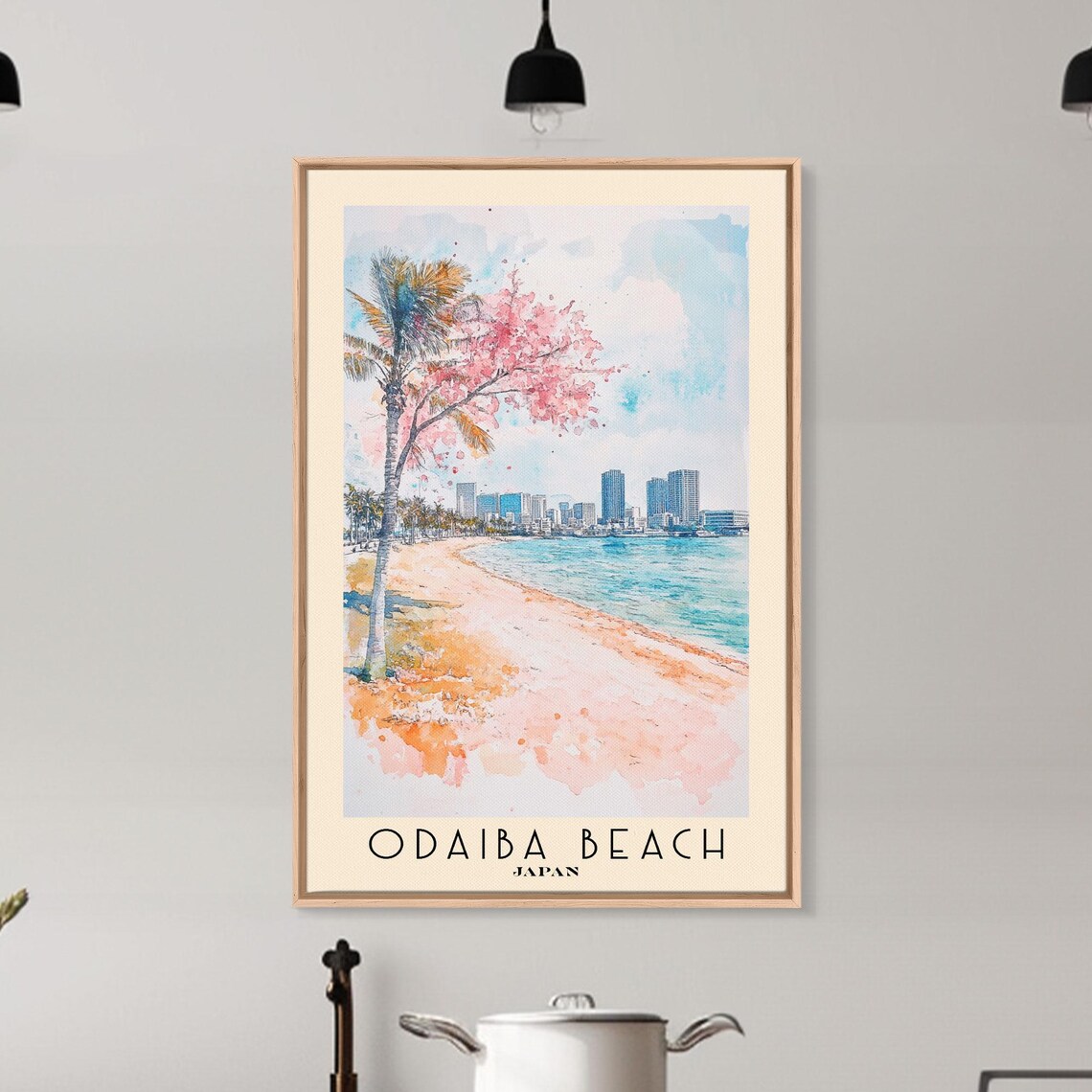 Odaiba Beach Japan Cherry Tree City Skyline Bay Curve Shore Poster - Image 6
