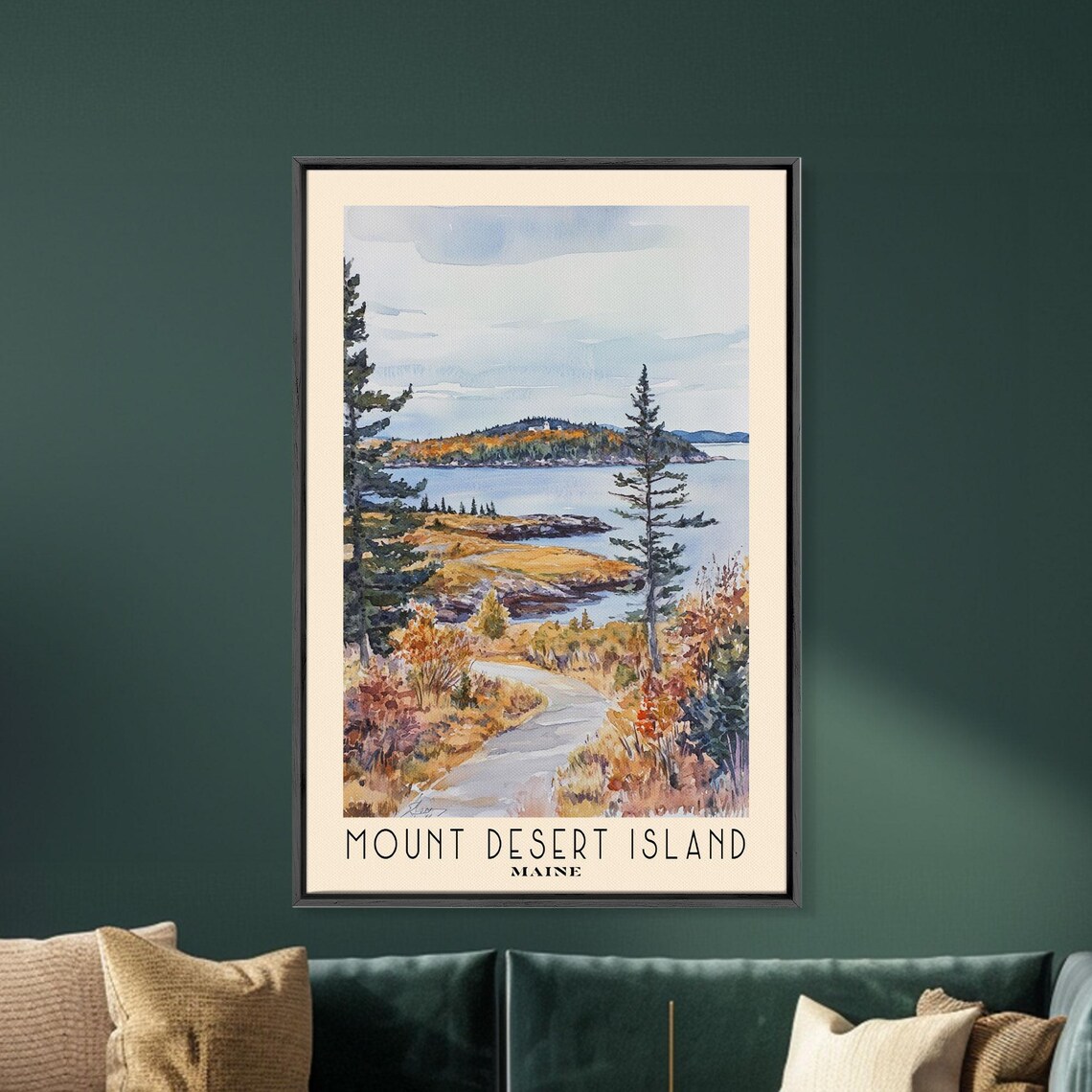 Mount Desert Island Maine Watercolor Beach Art Print - Image 5