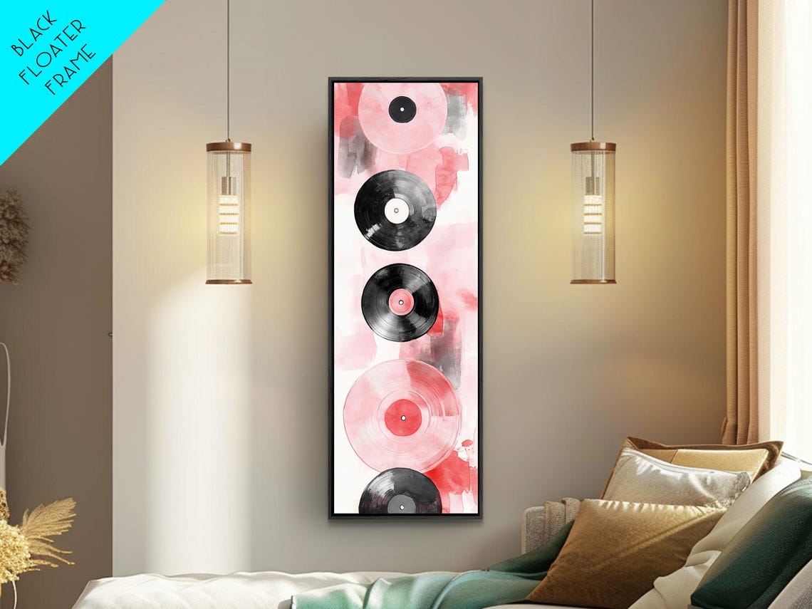 Abstract Vinyl Records With Paint Drips Pink Retro Music Wall Art - Image 4