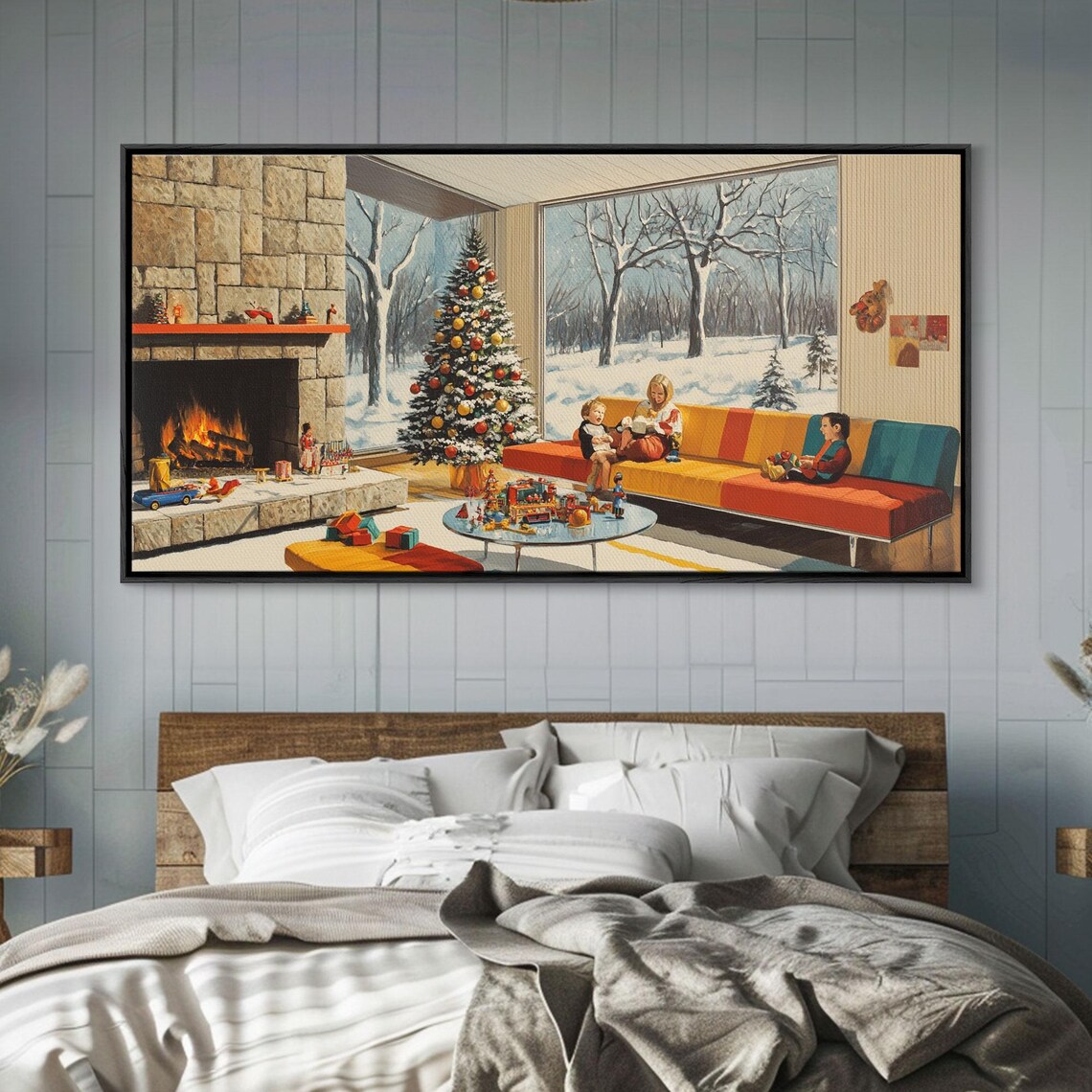 Mid-Century Modern Christmas Scene, Retro Art Print - Image 5