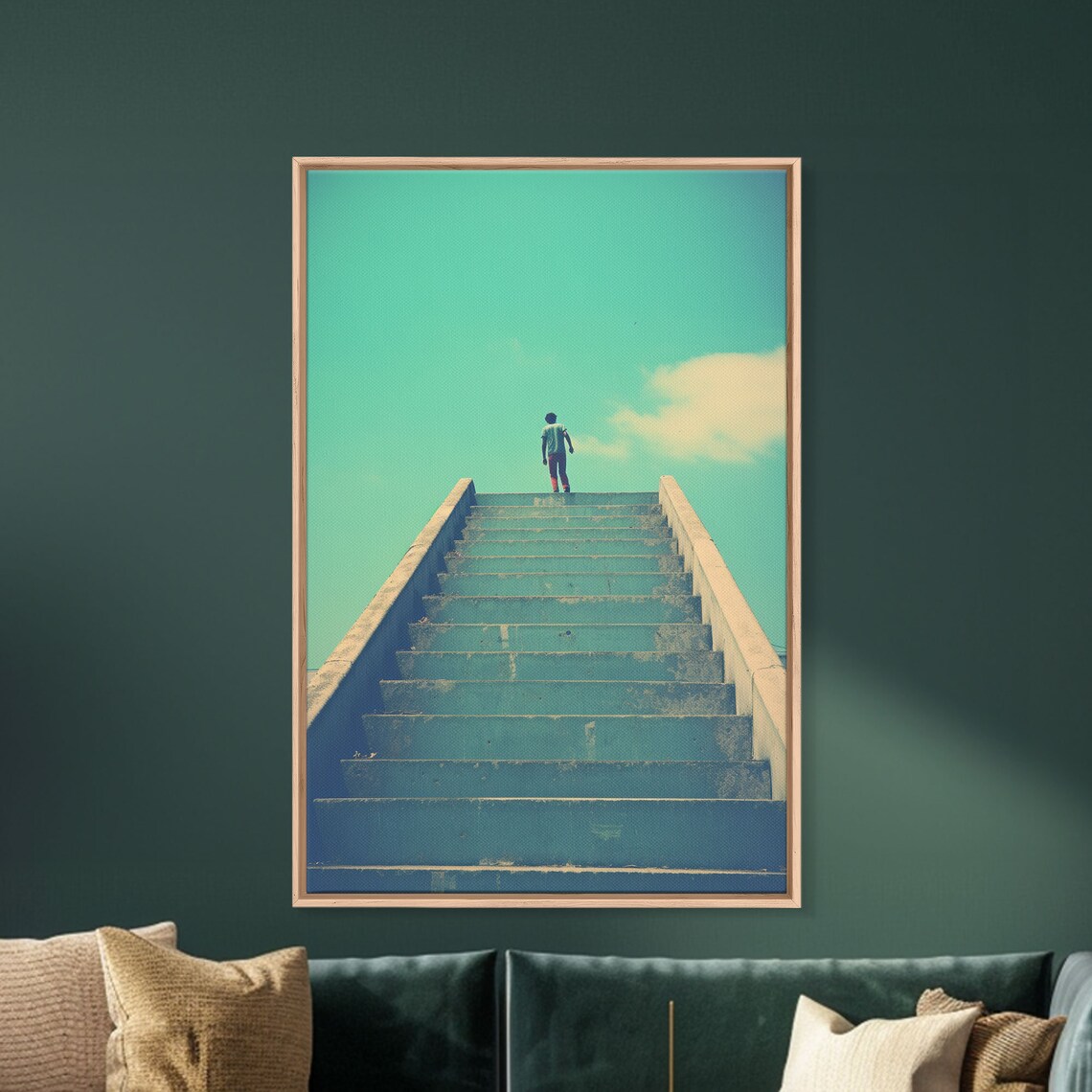 Climbing Stairs To Sky Silhouette Motivational Minimalist Photo Poster - Image 3