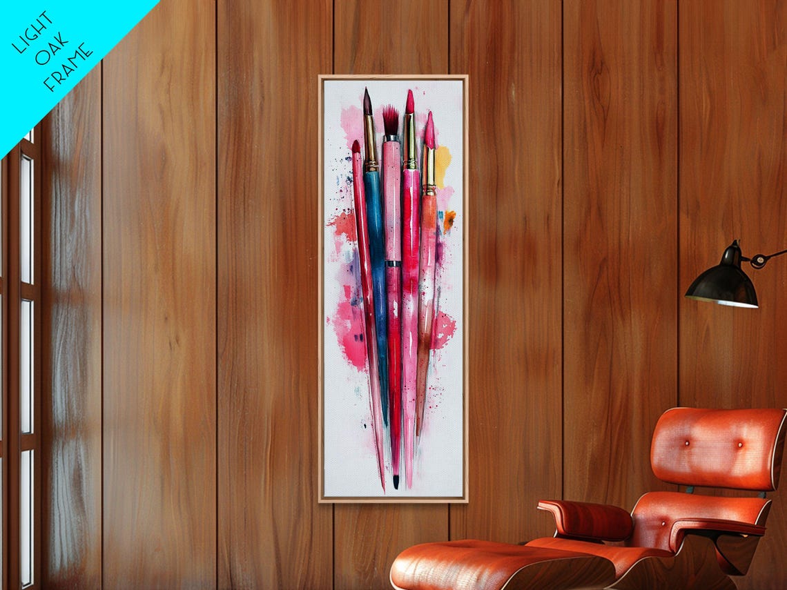 Artistic Paintbrushes Print Vibrant Whimsical Wall Art Cottagecore Aesthetic Creative Studio Decor Vertical Long Narrow Art - Image 5