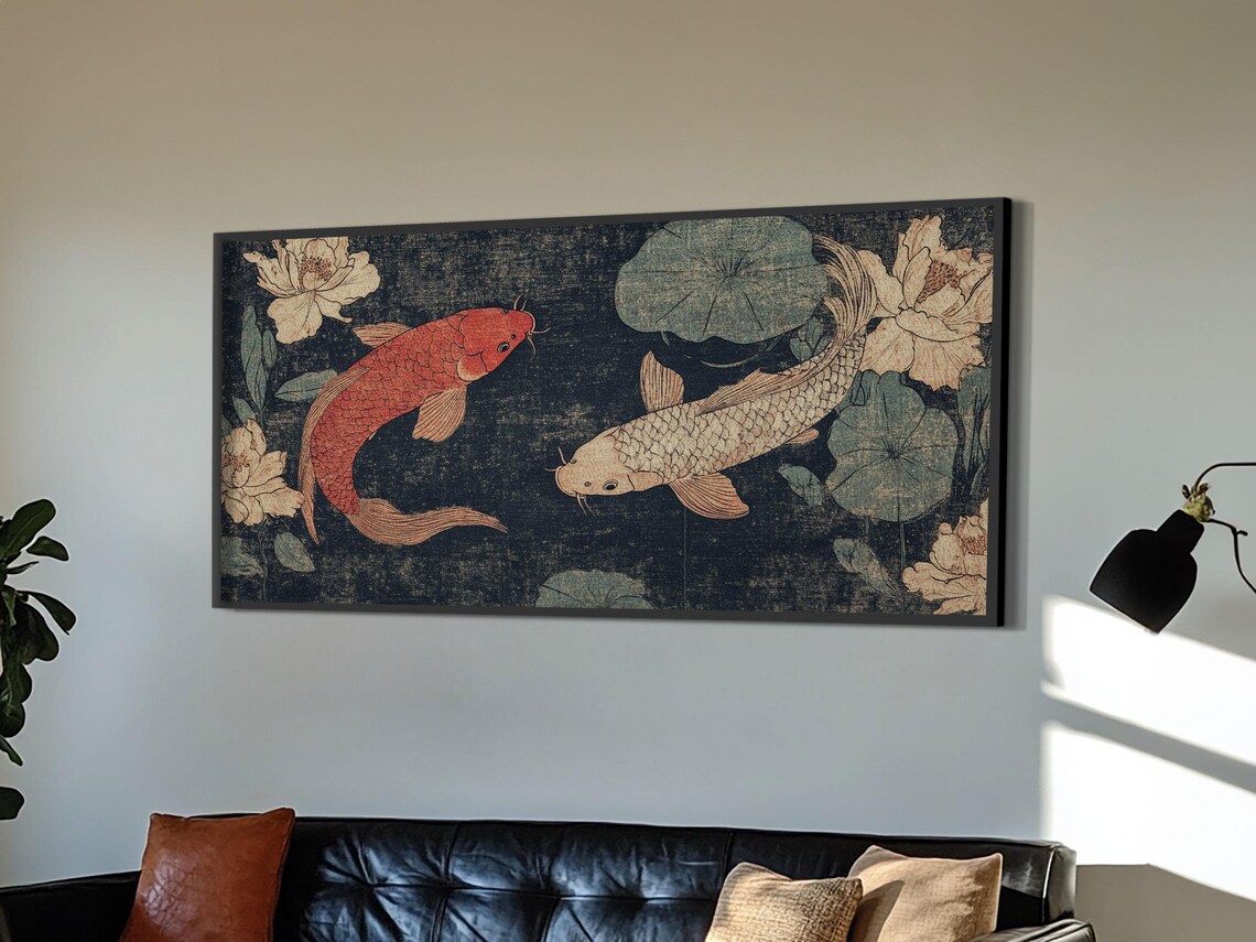 Wabi Sabi Koi Fish Painting, Japanese Wall Art Print - Image 2