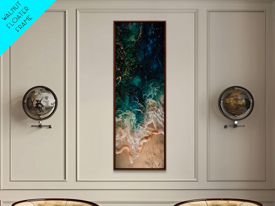 Abstract Aerial Ocean Waves In Deep Teal With White Foam Coastal Art Poster - Image 4
