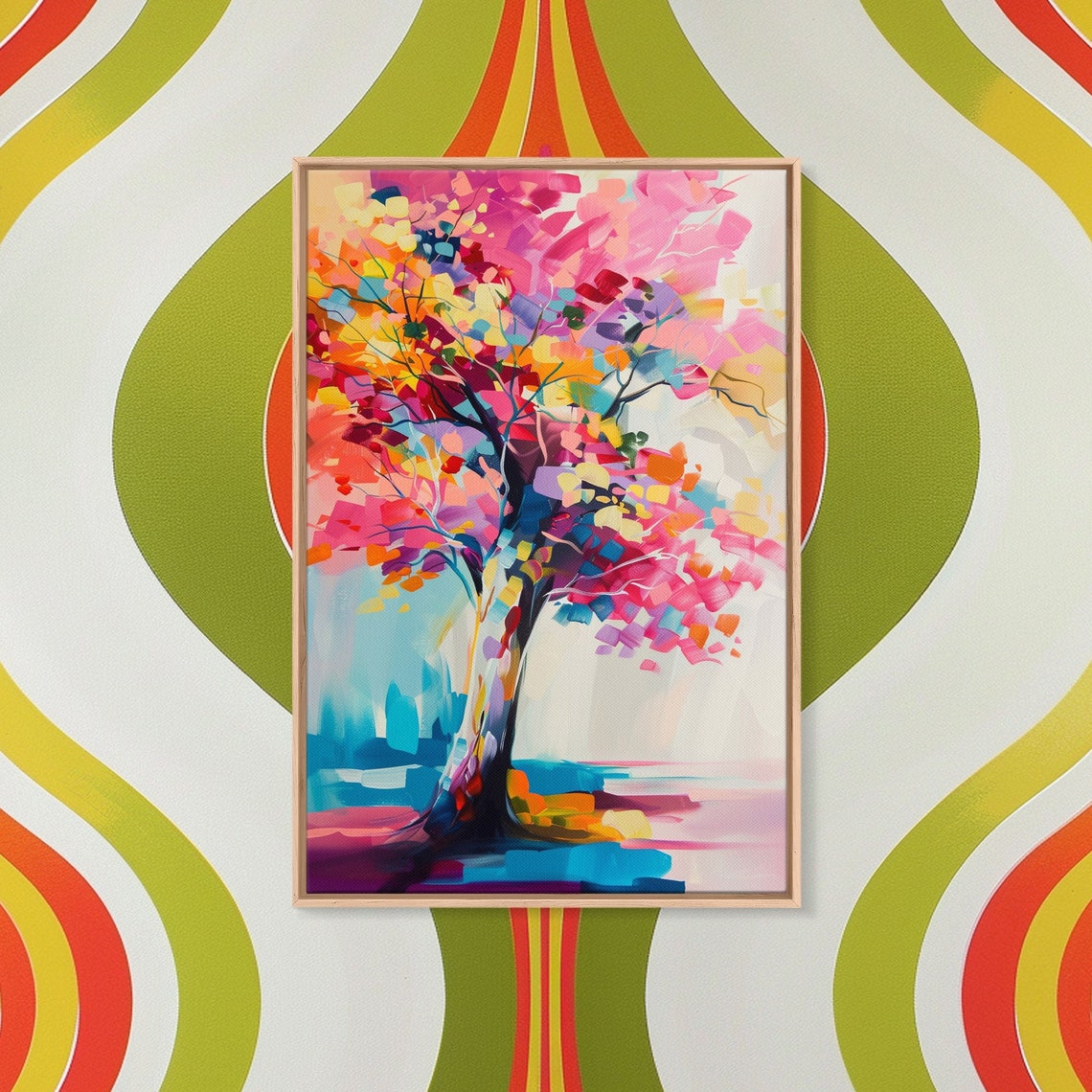 Rainbow Foliage Tree Colorful Abstract Modern Nature Art Wall Poster - Image 5
