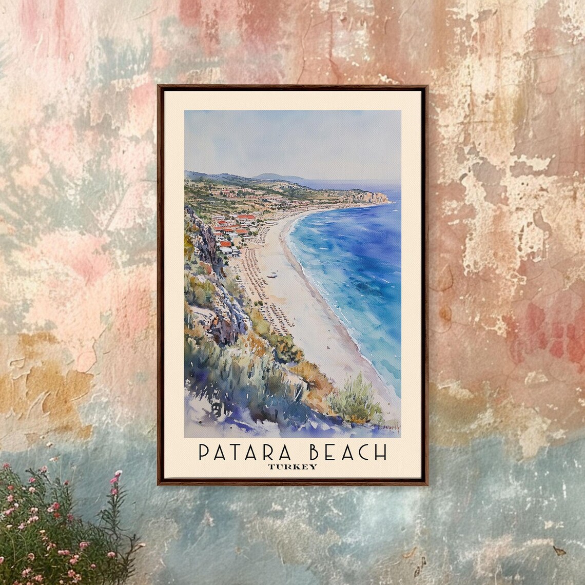Patara Beach Turkey Aerial Long Sand Shore Turquoise Sea Umbrella Poster