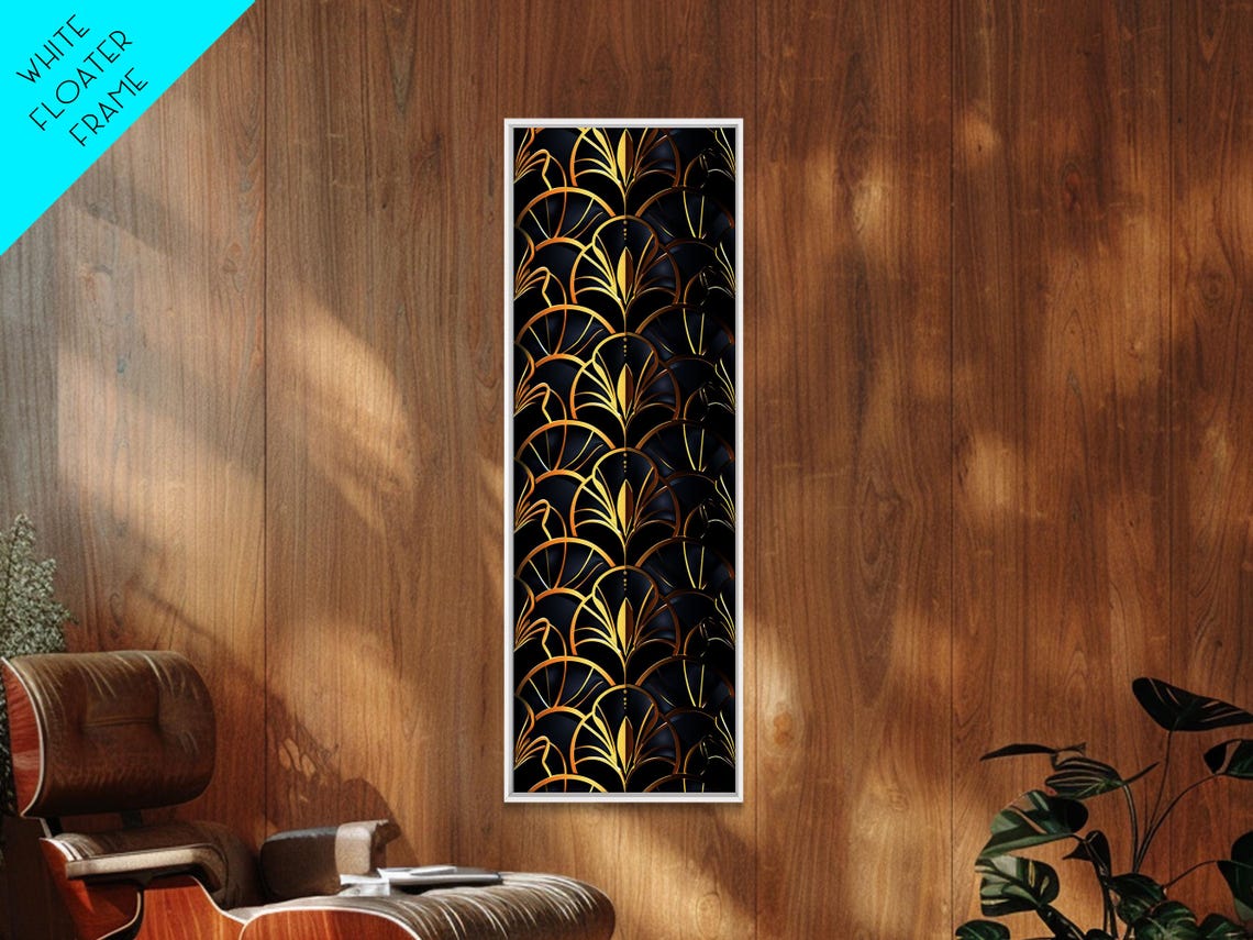 Gold Art Deco Scallop Shell Pattern Black Luxe Wall Art Print - Image 4