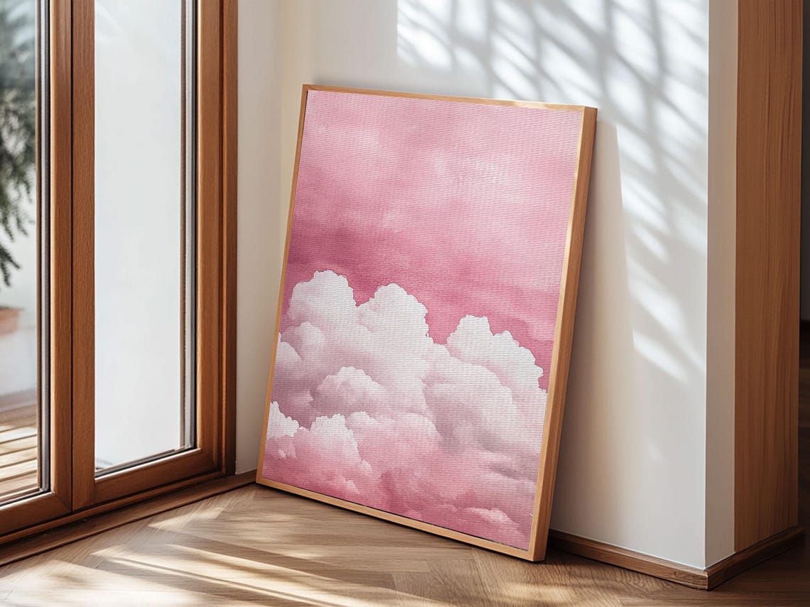 Dreamy Pink Clouds Print Light And Airy Minimalist Art Above Bed Wall Art Guest Room Decor Rustic Aesthetic Fall Accent Gift - Image 5