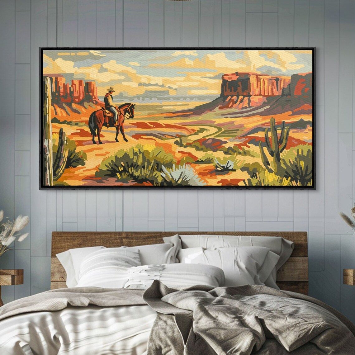 Cowboy Overlooking Desert Canyon, Western Art Print - Image 2