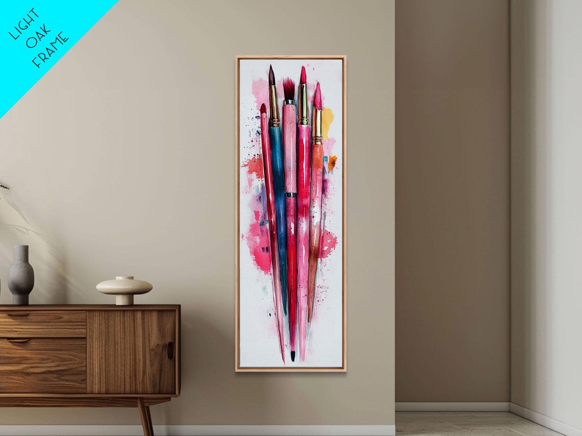 Artistic Paintbrushes Print Vibrant Whimsical Wall Art Cottagecore Aesthetic Creative Studio Decor Vertical Long Narrow Art - Image 4