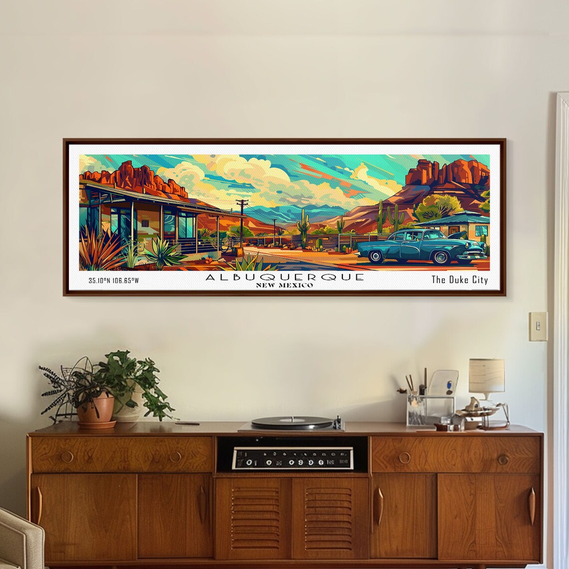 Albuquerque New Mexico Panoramic Desert Red Rocks Vintage Car Poster - Image 5
