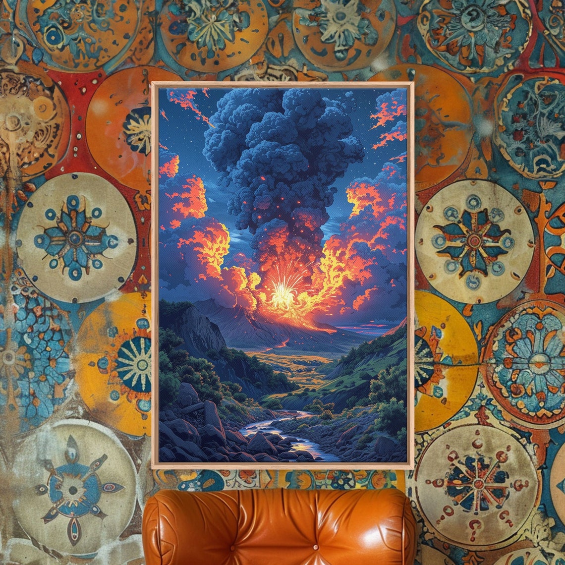 Volcano Eruption Night Sky Dramatic Ash Cloud Landscape Wall Poster - Image 5
