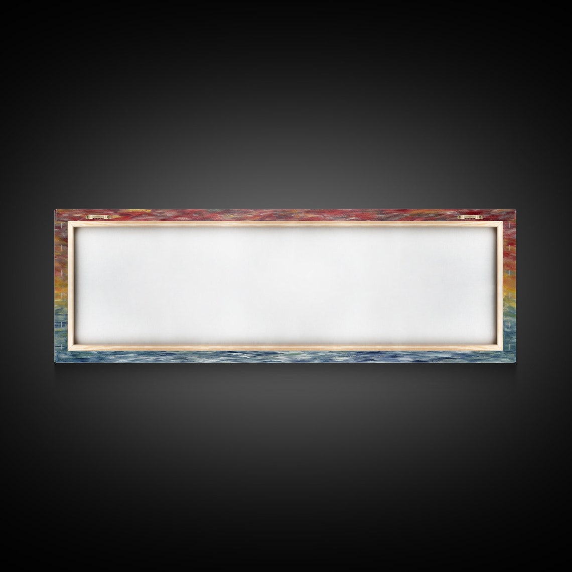 Abstract Ocean Horizon Fiery Red Sky Blue Water Sunset Wall Art Poster - Image 2