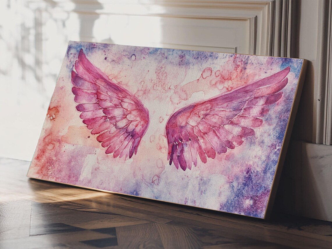 Pink Angel Wings Watercolor Feathered Spread Boho Dream Poster - Image 6