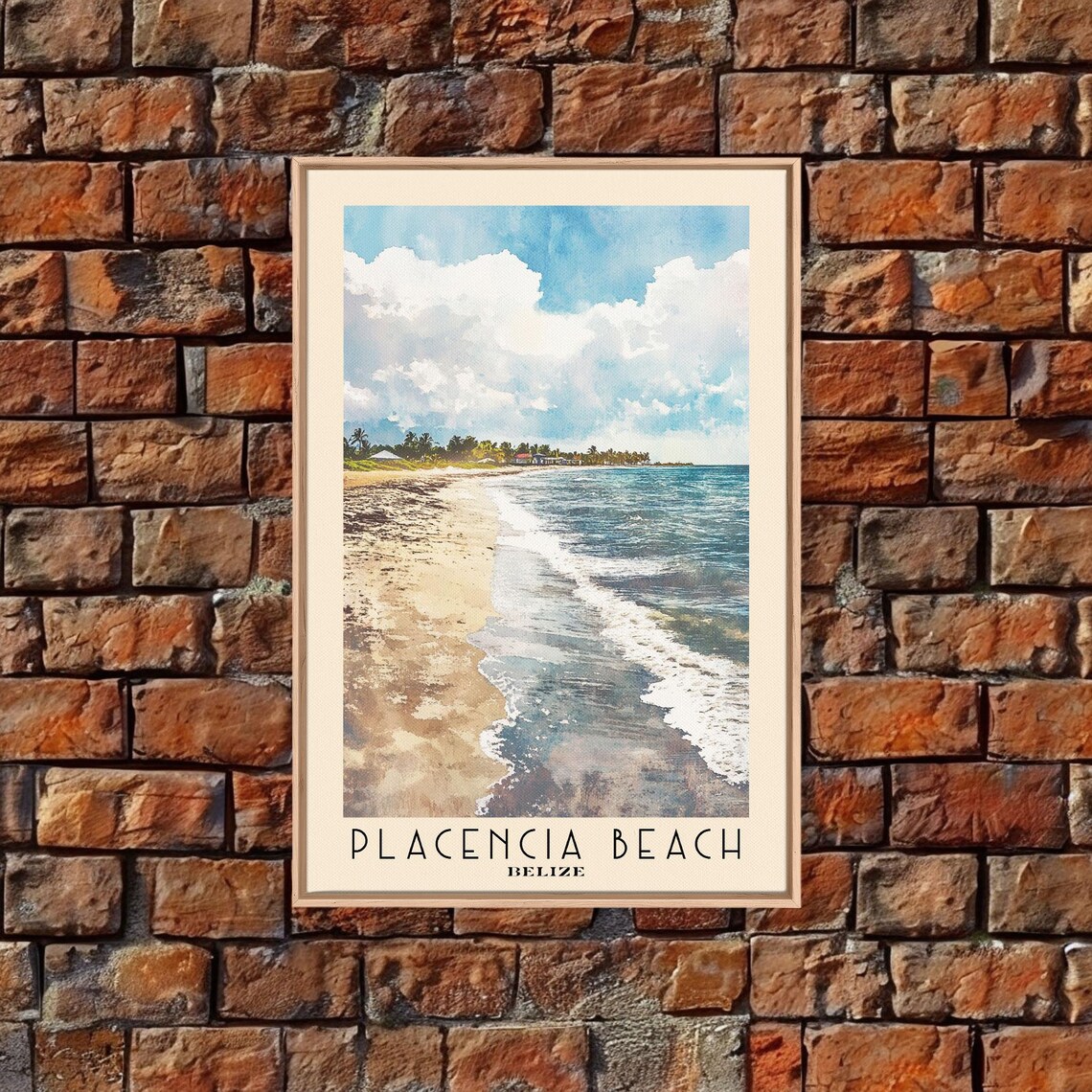 Placencia Beach Belize Long Sandy Shore Blue Surf Ocean View Travel Poster - Image 4