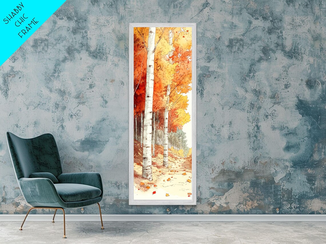 Autumn Birch Trees Fall Foliage Watercolor Landscape Wall Art - Image 6