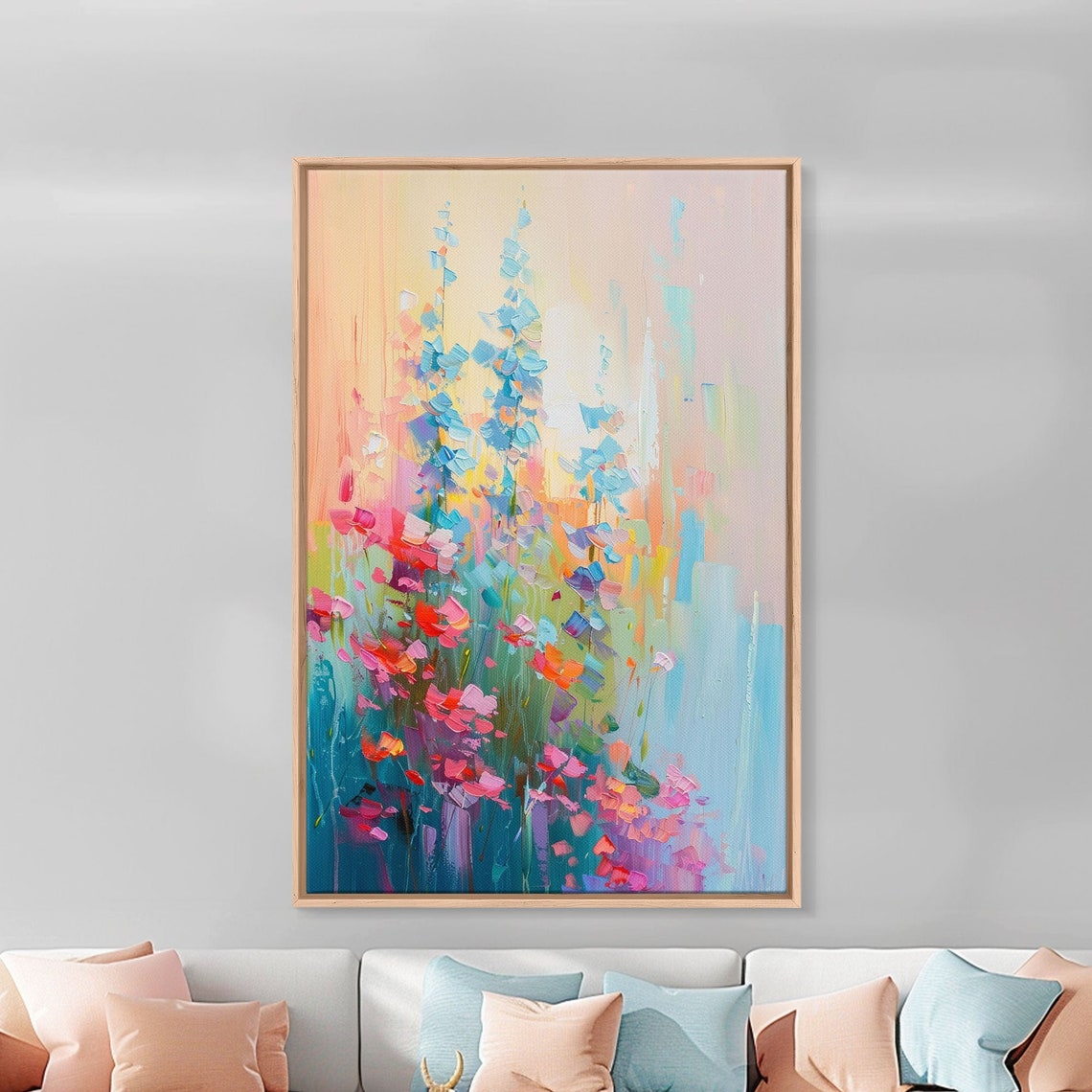 Pastel Spring Blossoms Impressionist Floral Meadow Abstract Poster - Image 2