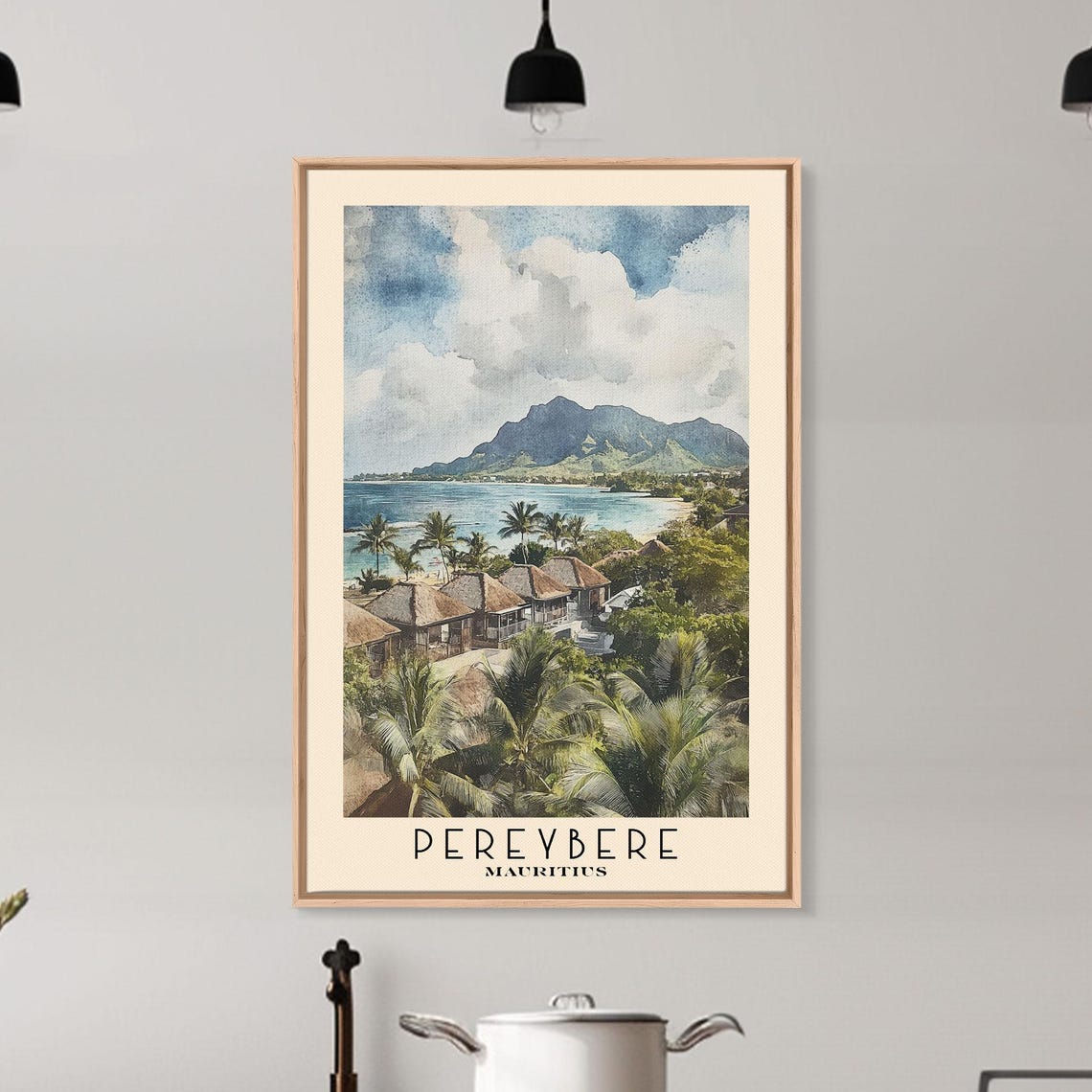 Pereybere Mauritius Palm Village Mountain Turquoise Bay View Poster - Image 6