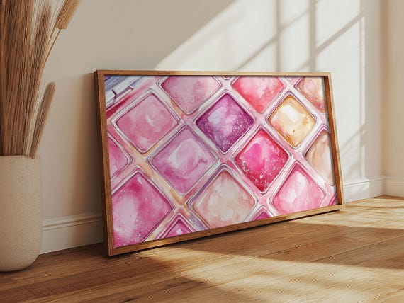Shimmery Pink Palette Print Minimalist Makeup Art Light Pink Wall Art Dorm Room Or Beauty Studio Aesthetic Gift Idea