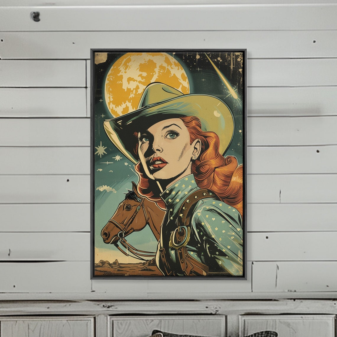 Cowgirl Space Age Art Print Framed And Printed Art Retro Futuristic Wall Art Cowgirl Poster Space Cowgirl Art Cowgirl Pop Art - Image 4