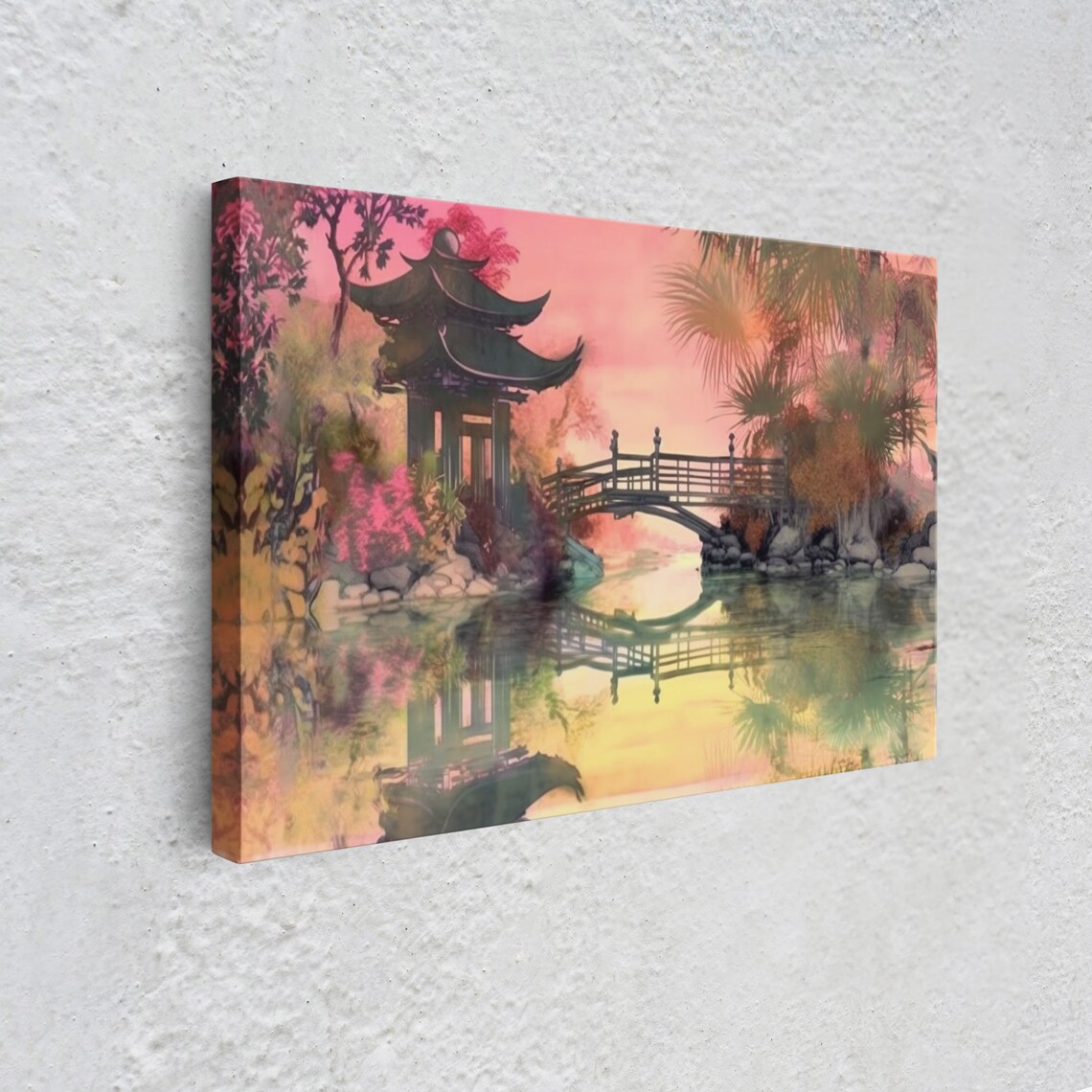 Oriental Painting Wall Art Framed Print Pop Art Style Living Room Art Original Painting Art Nature Art Japanese Pagoda - Image 4