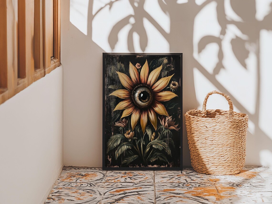 Cyclops Sunflower Halloween Dark Academia Art Print - Image 4