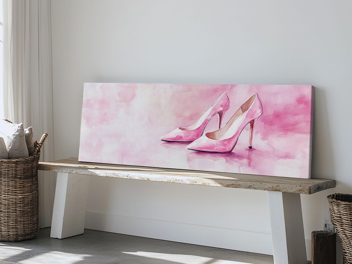 Pink High Heels Watercolor Fashion Glam Feminine Bedroom Poster - Image 3