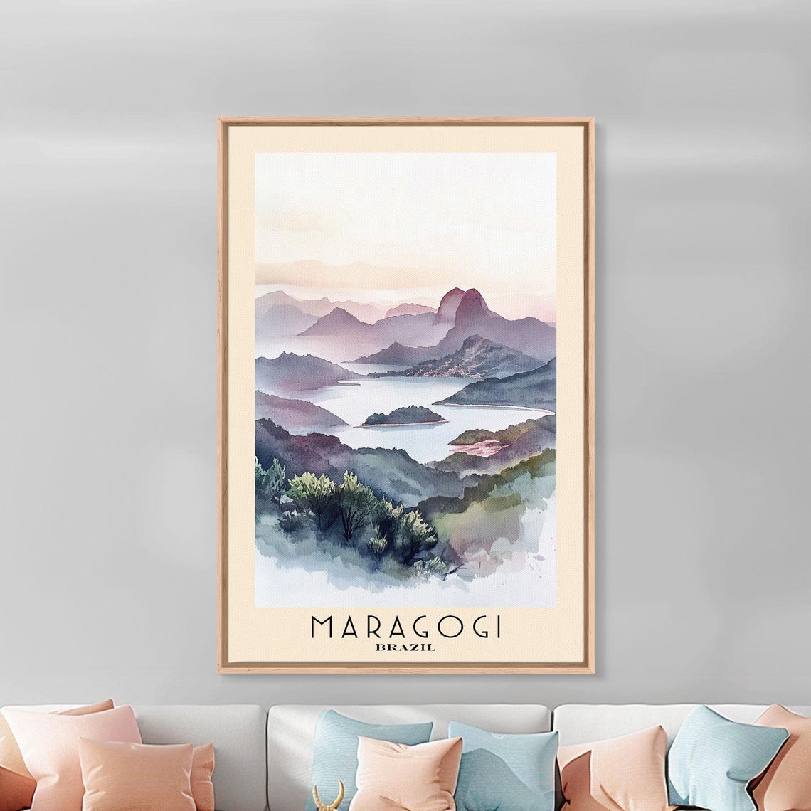 Maragogi Brazil Misty Mountain Bay Layered Hills Dawn Glow Poster - Image 2