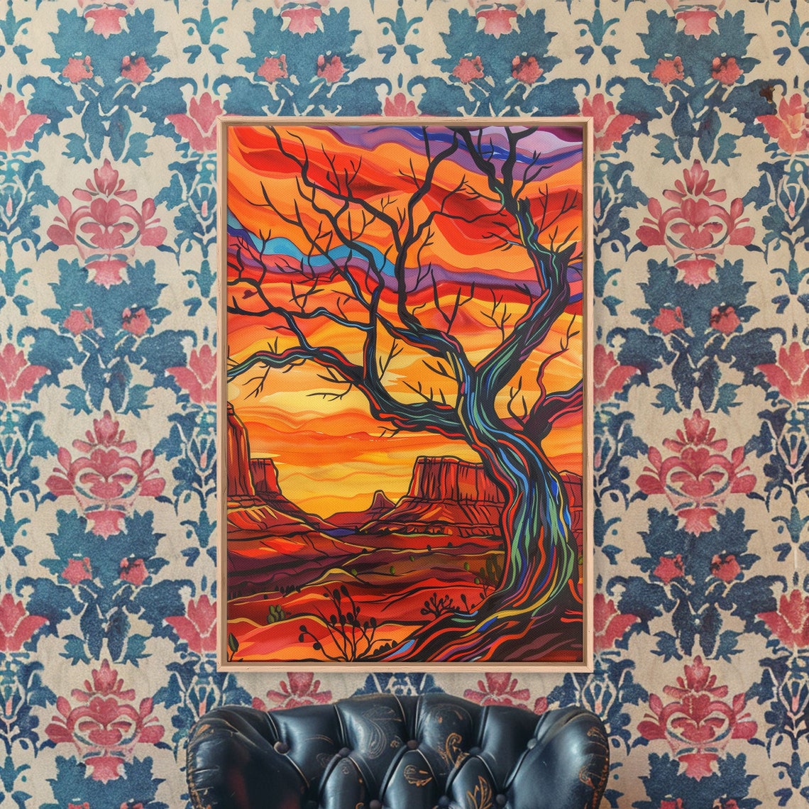 Twisted Desert Tree Canyon Sunset Fiery Colorful Southwest Art Poster - Image 3