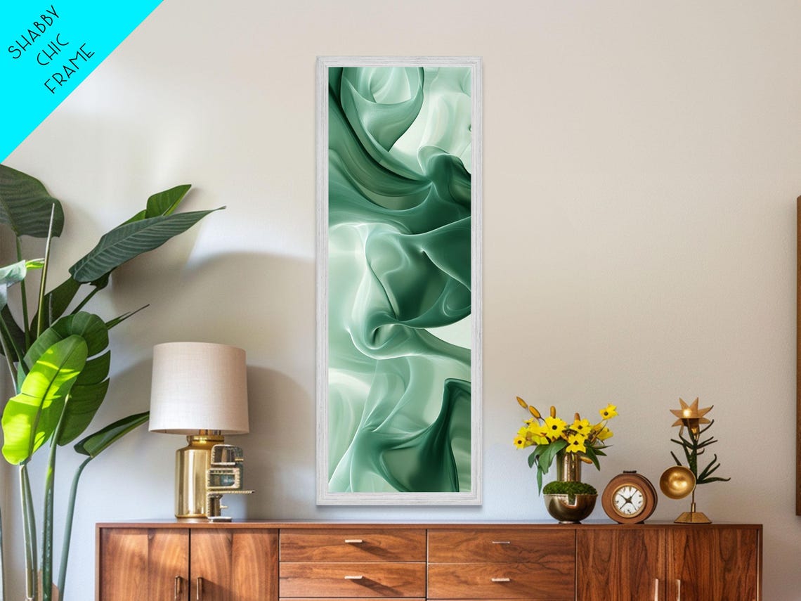 Flowing Green Smoke Silk Abstract Calm Sage Wall Decor Poster - Image 6