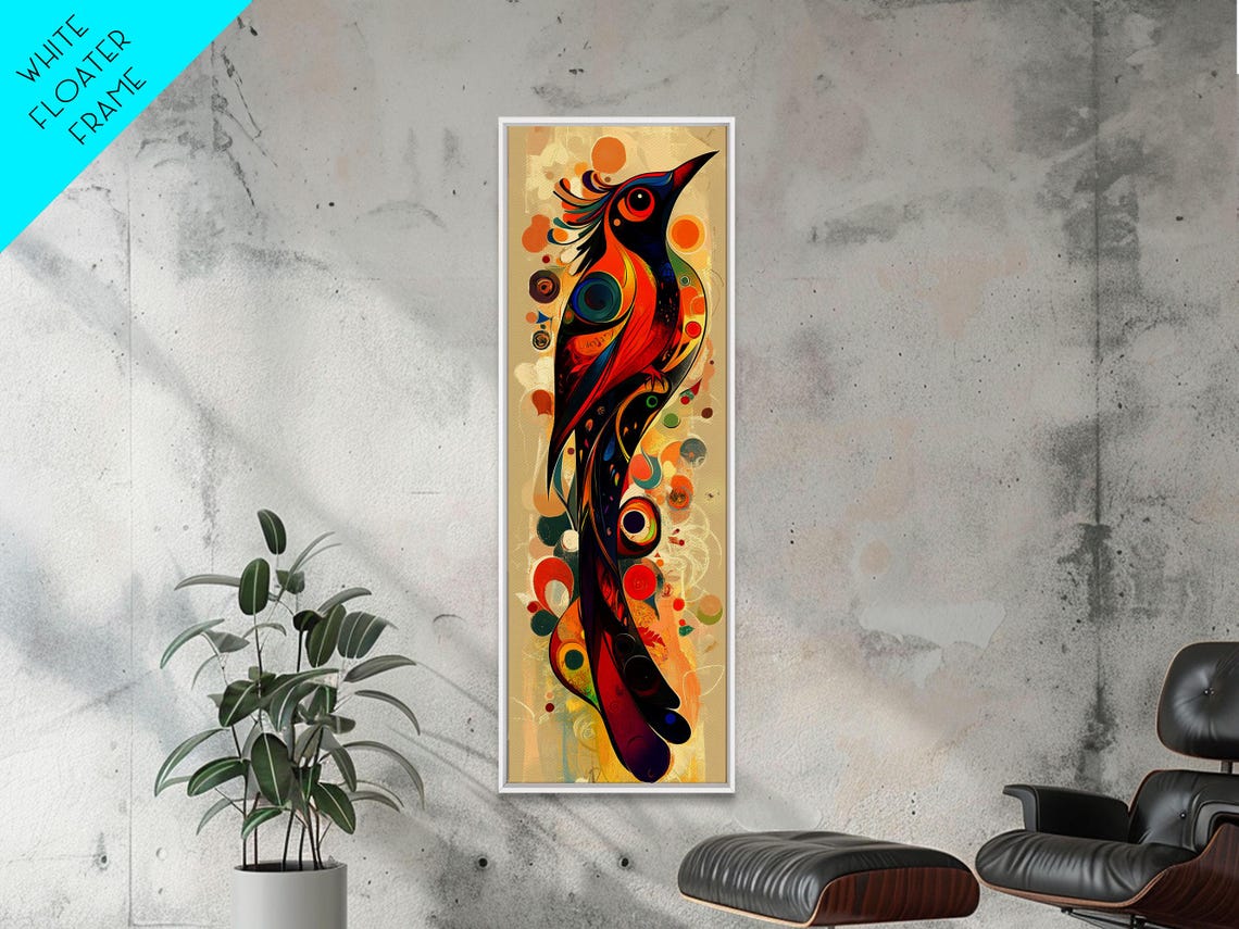 Bold Bird Design Framed Print Vibrant Peacock Wall Art Modern Whimsical Art Living Room Accent Bird Lover Gift Idea - Image 4
