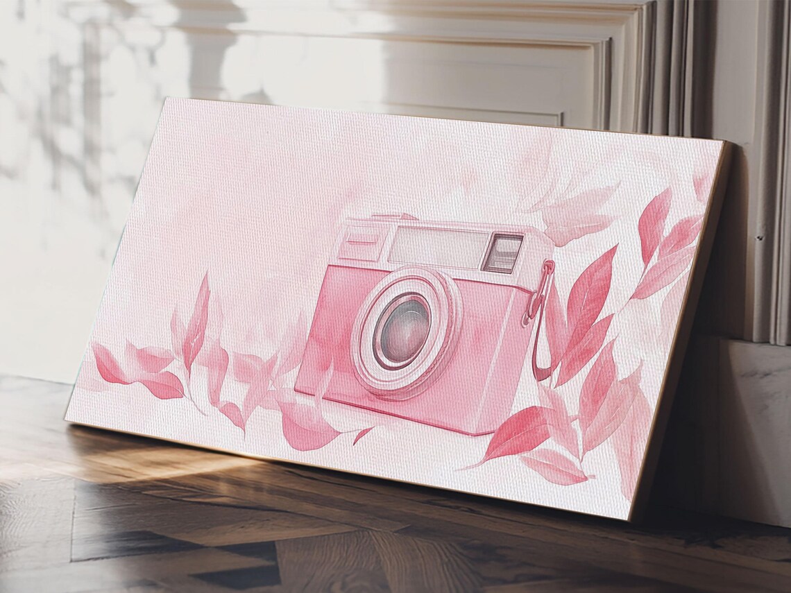 Retro Pink Camera Print Whimsical Photography Wall Art Light Pink Modern Decor Unique Living Room Artwork Gift Idea - Image 5