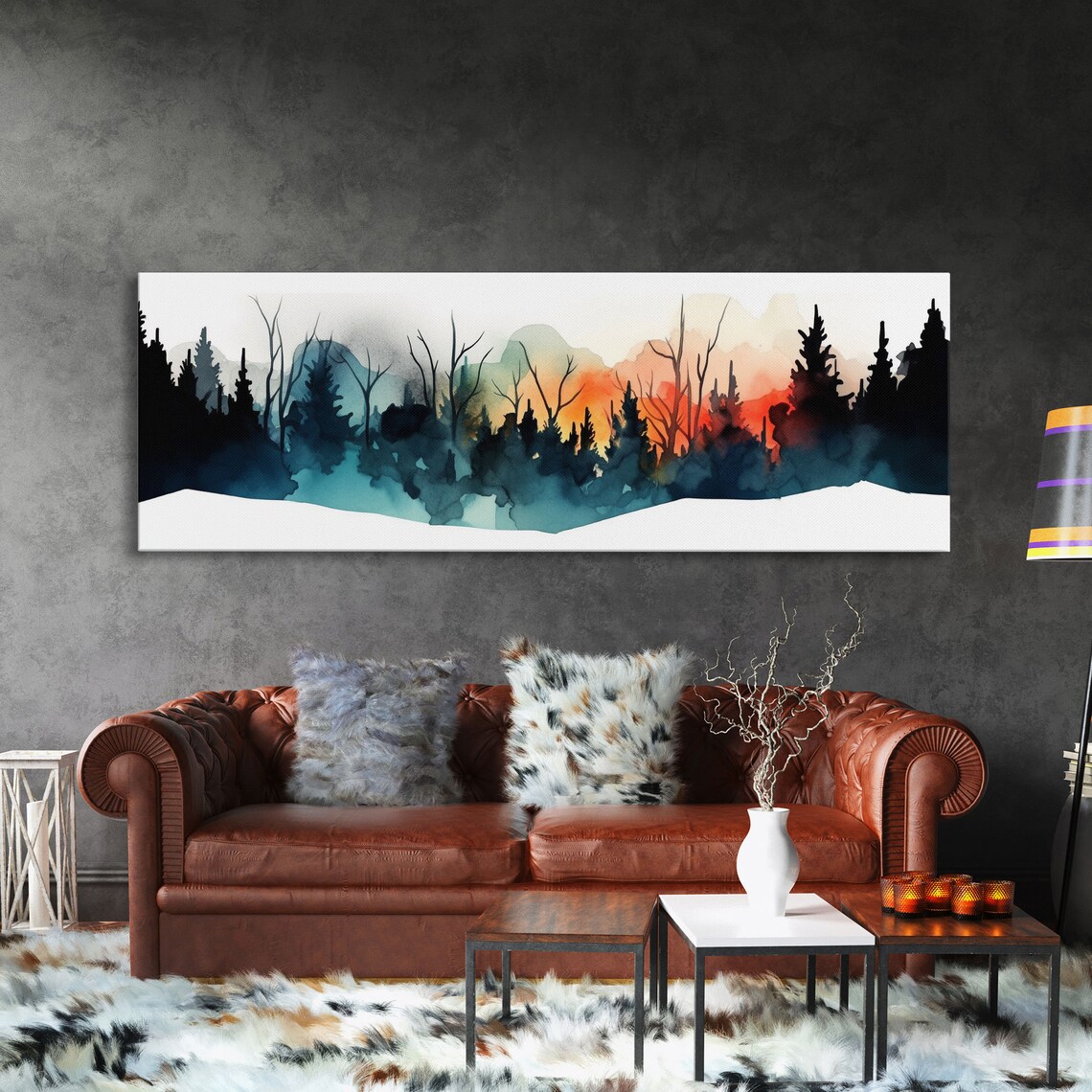 Forest On Fire Watercolor Abstract Forest Art Print - Image 3