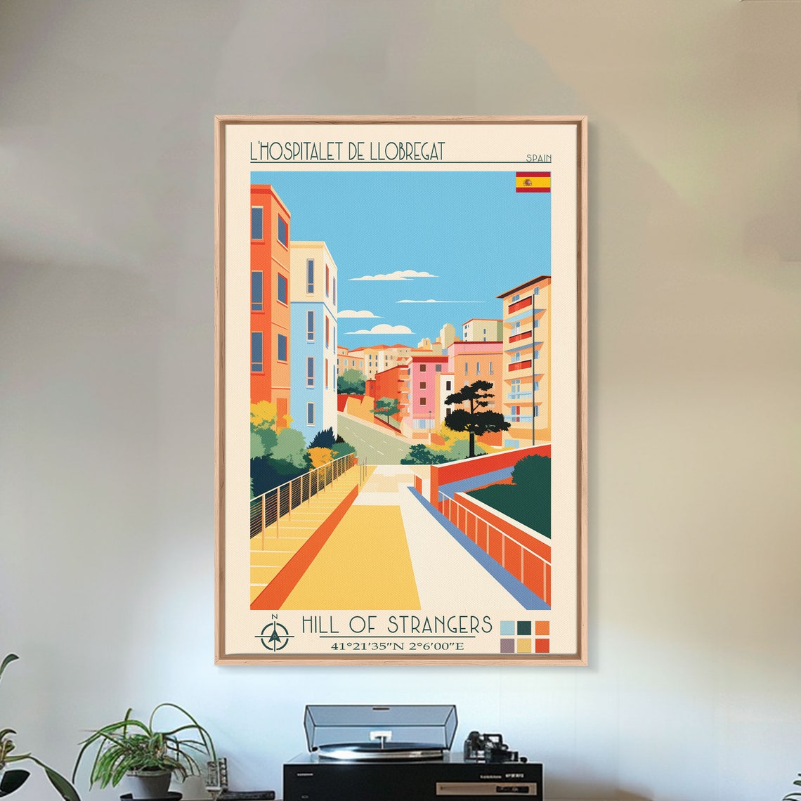 L'Hospitalet de Llobregat Spain Modern Hillside Homes City View Poster - Image 5