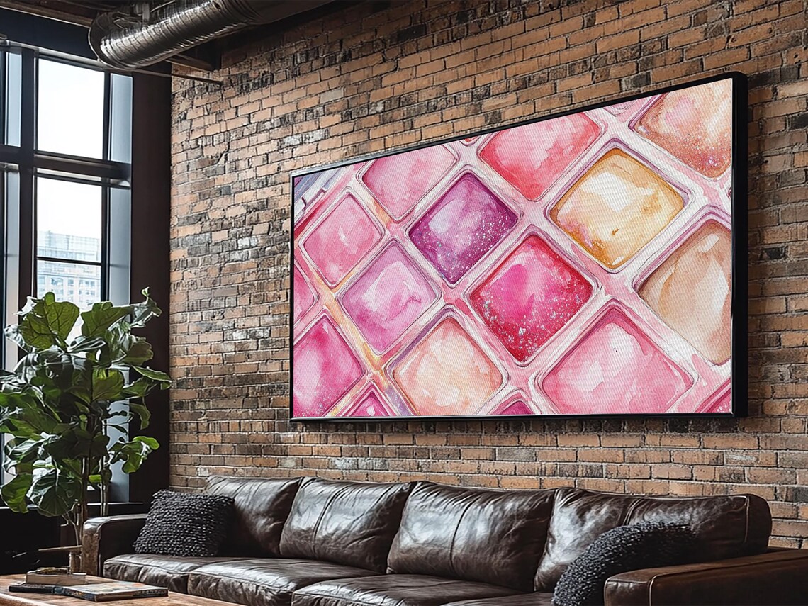Pink Eyeshadow Palette Watercolor Shimmery Makeup Pans Beauty Poster - Image 3