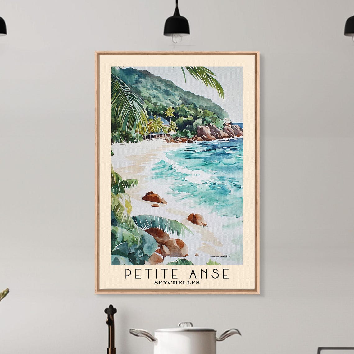 Petite Anse Seychelles Granite Boulders Palm Frond White Sand Poster - Image 6