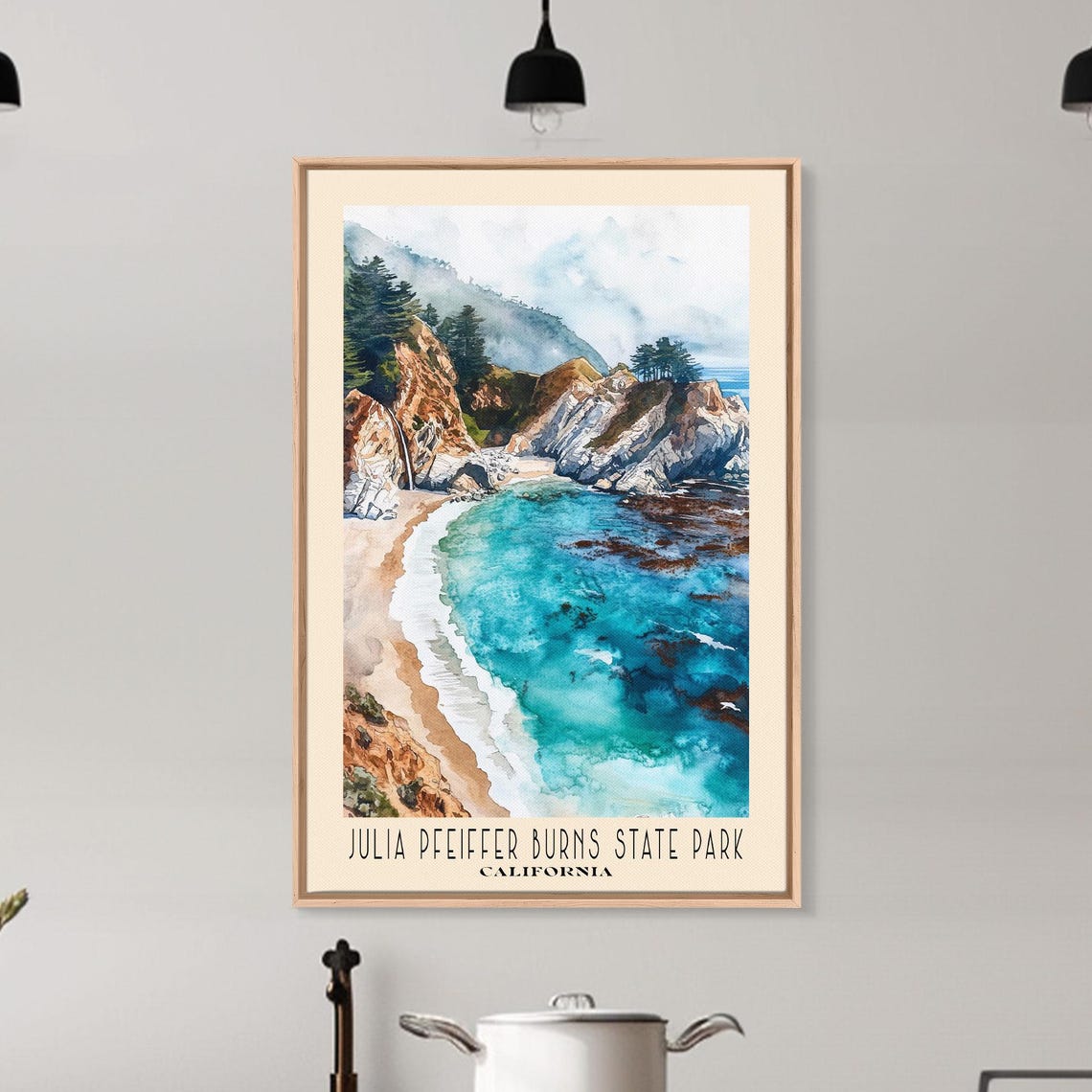 Julia Pfeiffer Burns State Park California Cove Watercolor Poster - Image 6