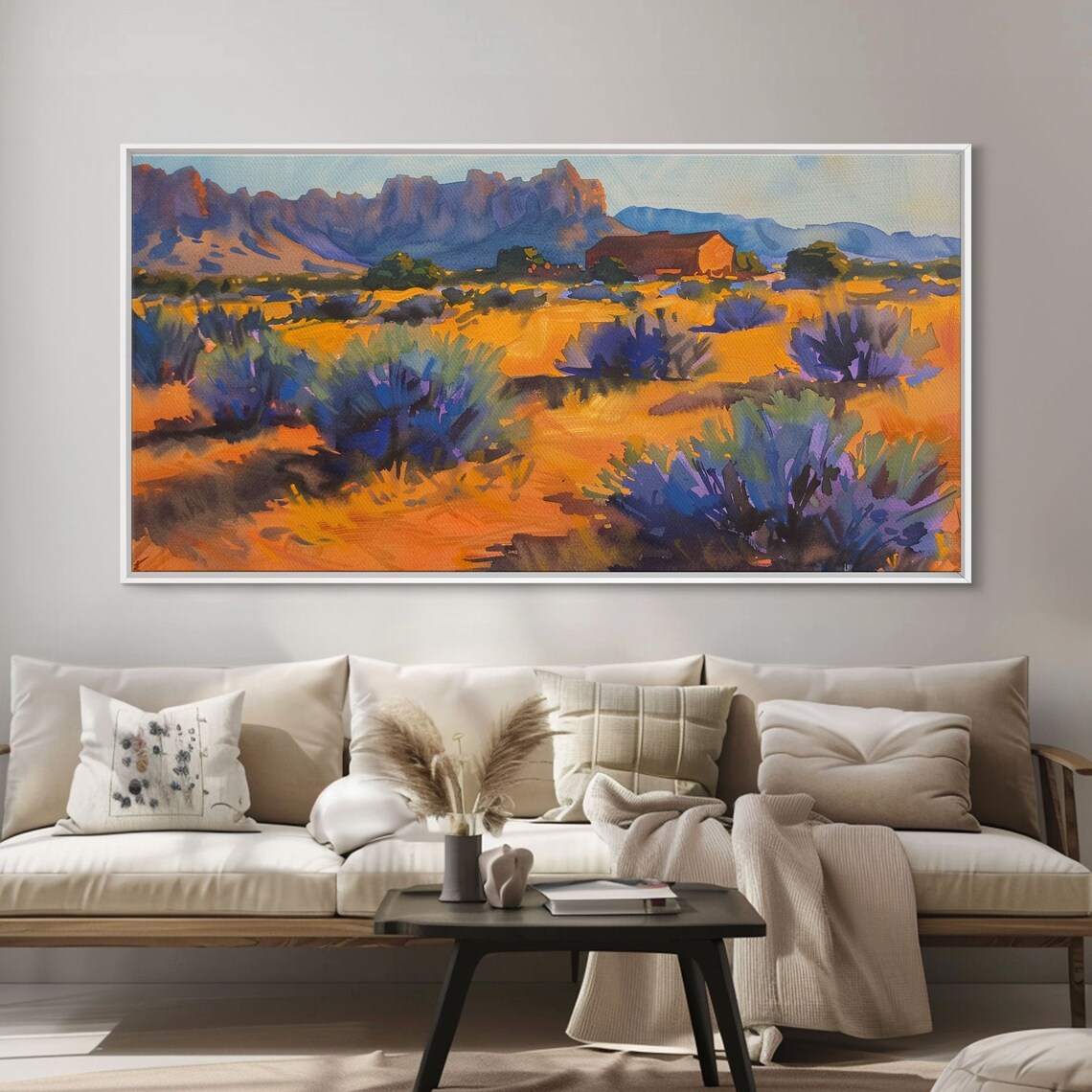 Rustic Barn In Desert Scene Stunning Wall Art For Bedroom Framed Print Boho Style Minimalist Home Decoration - Image 5
