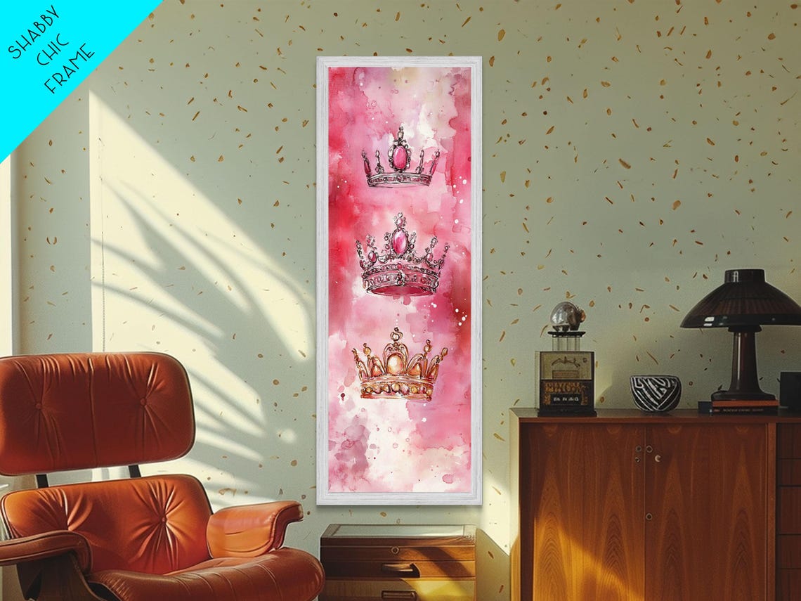 Three Pink Watercolor Crowns Royal Feminine Wall Decor Poster - Image 2