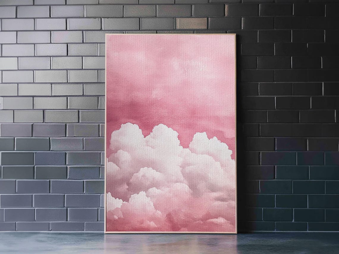 Dreamy Pink Clouds Print Light And Airy Minimalist Art Above Bed Wall Art Guest Room Decor Rustic Aesthetic Fall Accent Gift - Image 4
