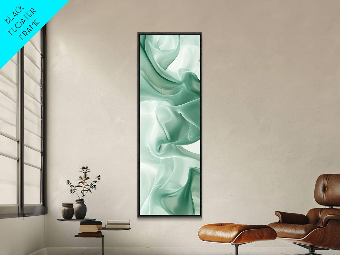 Flowing Green Smoke Silk Abstract Calm Sage Wall Decor Poster - Image 3