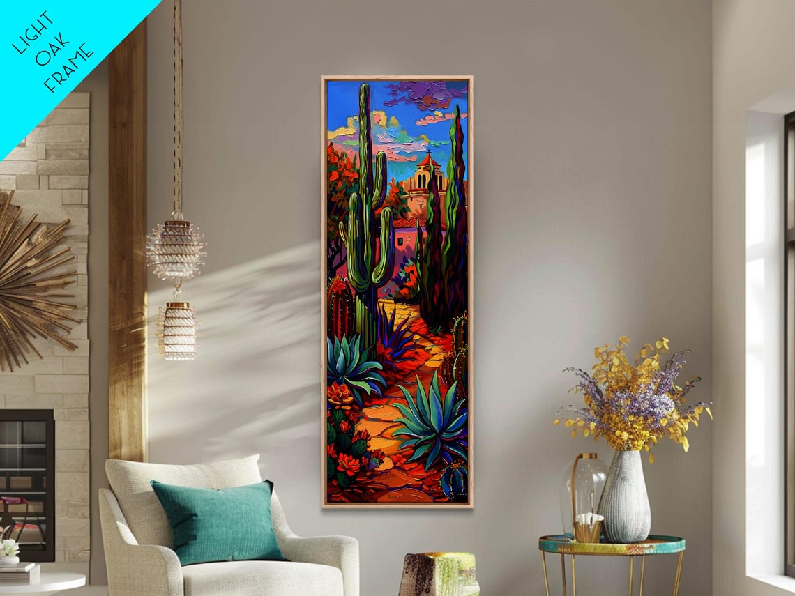 Desert Landscape With Saguaro Cactus And Mission Bell Tower Wall Art - Image 6