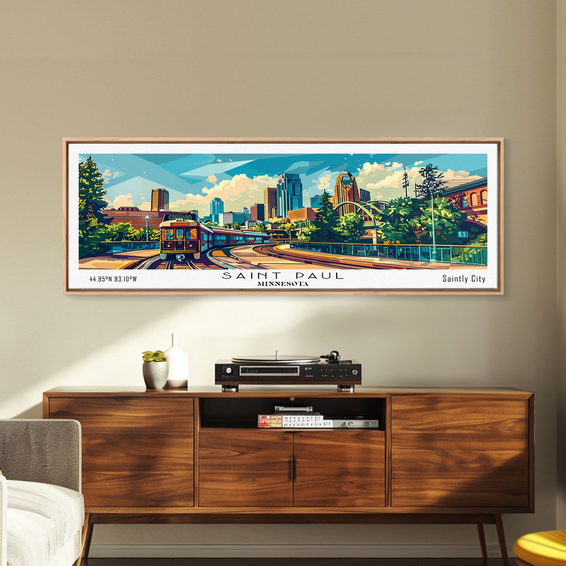 Saint Paul Minnesota Downtown Light Rail Train Cityscape Travel Poster