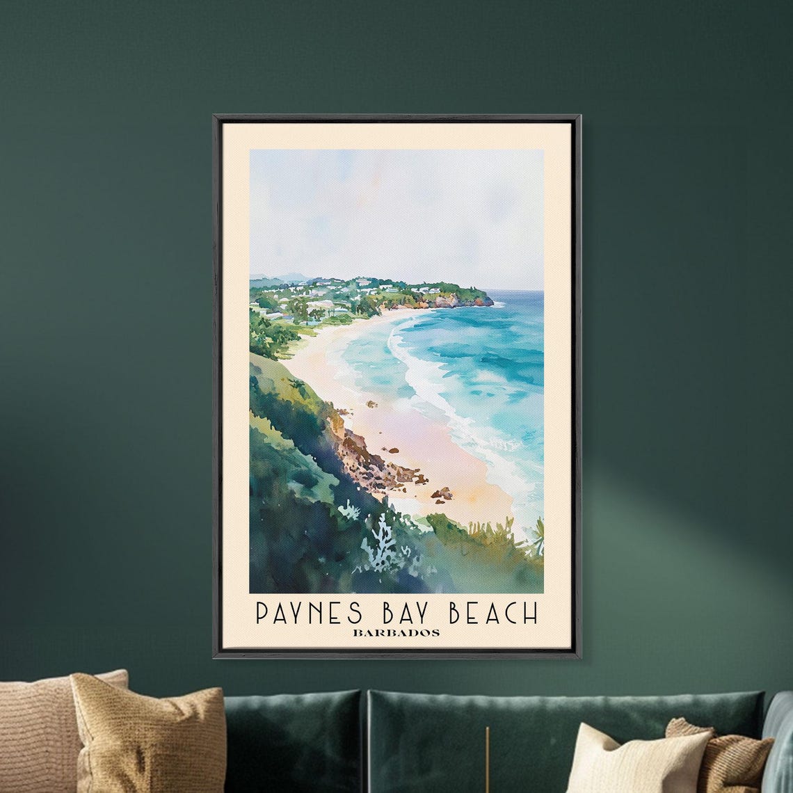 Paynes Bay Beach Barbados Cliff View Turquoise Surf Bay Curve Poster - Image 5