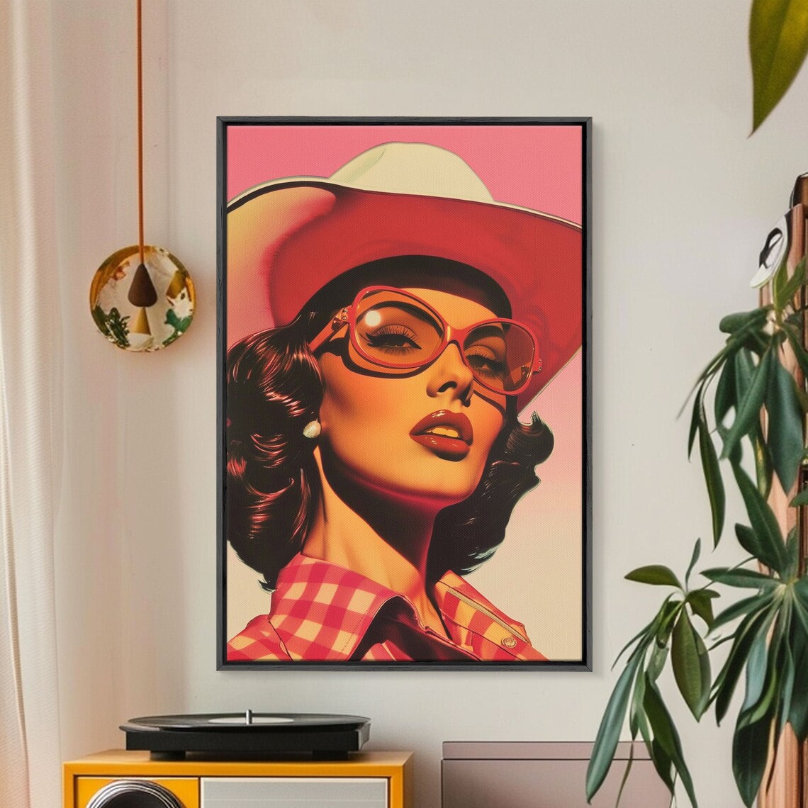 Stylish Cowgirl With Red Sunglasses Pink Pop Art Western Poster - Image 5