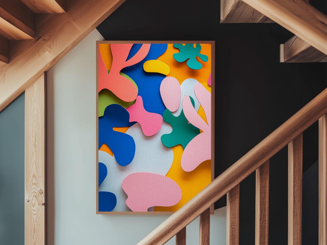 Bold Organic Shapes Paper Cut Colorful Modern Abstract Boho Wall Art - Image 6